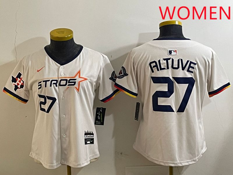 Women Houston Astros #27 Altuve Cream Three generations Joint Name 2025 Nike MLB Jersey style 4121